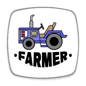 Un agriculteur dit qu’un tracteur agricole est un véhicule à moteur - Magnet carré - blanc - Devant