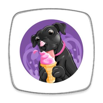 Gourmet puppy pink cream - Square fridge magnet - white - Front