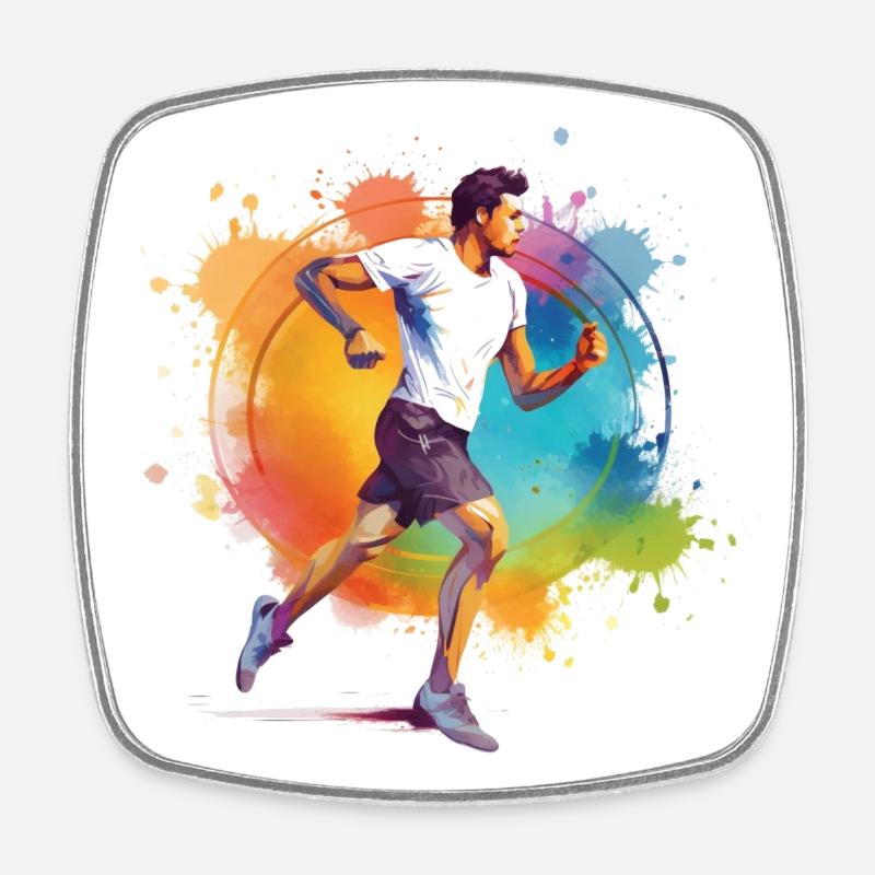 Athlètes faisant du jogging - Magnet carré - blanc