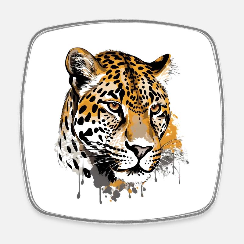 Jaguar - Magnet carré - blanc