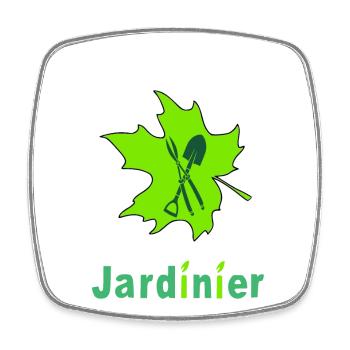 Jardinier - Magnet carré - blanc - Devant