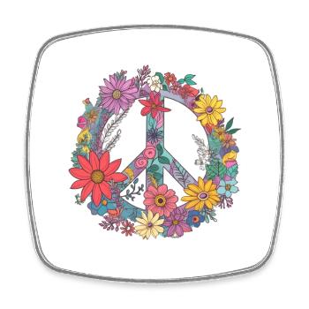 Blumen Peace - Viereckiger Kühlschrankmagnet - Weiß - Vorne