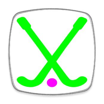 Bâtons de hockey sur gazon - Hockey en salle - Magnet carré - blanc - Devant
