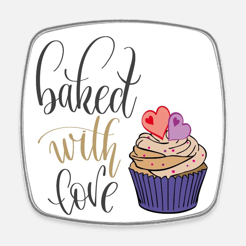 backen mit Liebe - Viereckiger Kühlschrankmagnet - Weiß