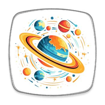 Space Galaxy Planets - Square fridge magnet - white - Front