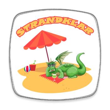 Strandklar Dinosaurier - Viereckiger Kühlschrankmagnet - Weiß - Vorne