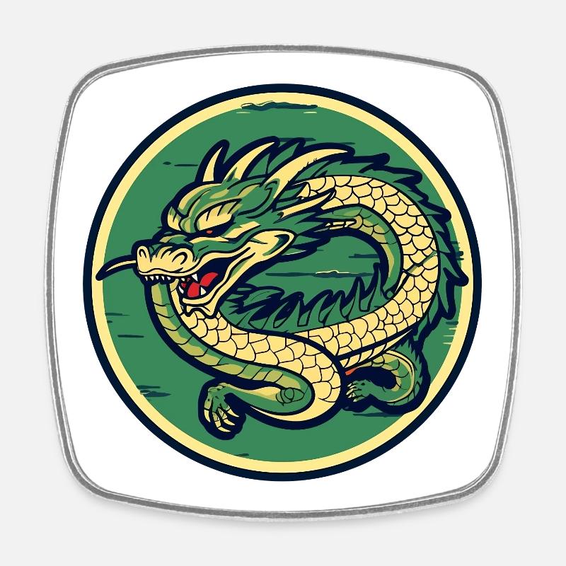 Écusson du Cercle du Dragon, crête du Dragon - Magnet carré - blanc