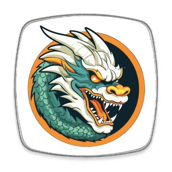 Blason du Dragon : Emblème du Dragon de la Braise - Magnet carré - blanc - Devant