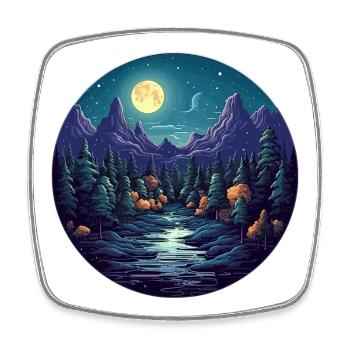 Surreal forest scenery at night - Square fridge magnet - white - Front
