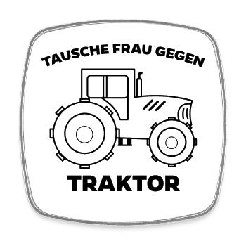 Trecker Fahrzeug Kraftfahrzeug Statement Traktor - Viereckiger Kühlschrankmagnet - Weiß - Vorne