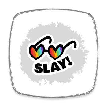 Rainbow Heart Sunglasses SLAY - Square fridge magnet - white - Front