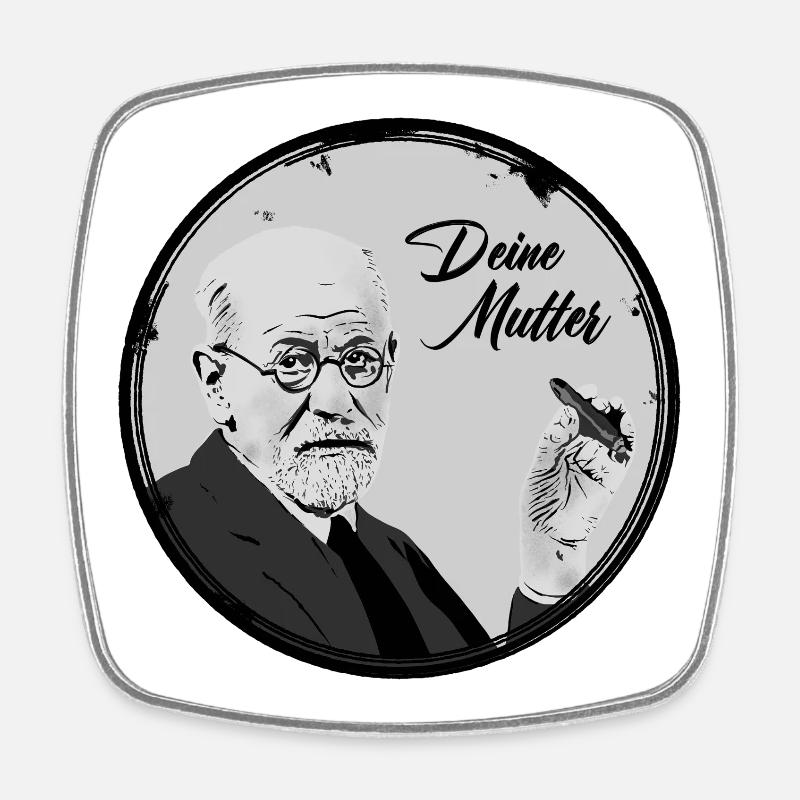Deine Mutter Freud - Viereckiger Kühlschrankmagnet - Weiß