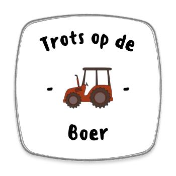 Trots op de boer - Magnet carré - blanc - Devant