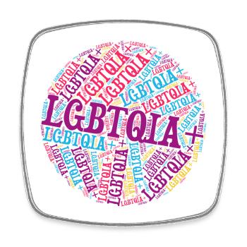 LGBTQIA+ T-Shirt Circle Word Cloud LGBT Gay Pride - Magnet carré - blanc - Devant