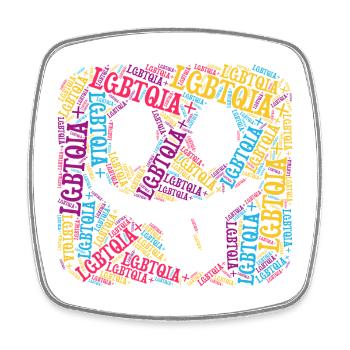 LGBTQIA+ T-Shirt Smile Word Cloud Gay Pride LGBT - Square fridge magnet - white - Front