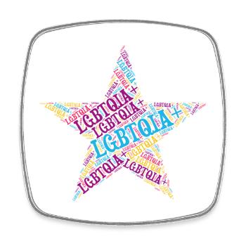LGBTQIA+ Star Word Cloud Lgbt Gay Pride T-Shirt - Square fridge magnet - white - Front