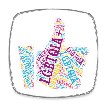 T-shirt LGBTQIA+ Pouce vers le haut Nuage de mots Gay Pride - Magnet carré - blanc - Devant