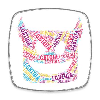 LGBTQIA+ T-shirt Diable Nuage de mots Gay Pride LGBT - Magnet carré - blanc - Devant