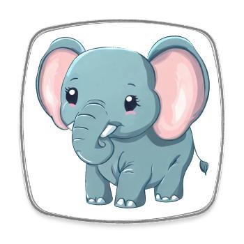 Süßer Grauer Elefant - Afrika - Viereckiger Kühlschrankmagnet - Weiß - Vorne