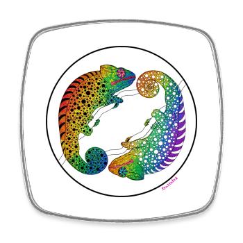 Caméléon de la fierté - Magnet carré - blanc - Devant