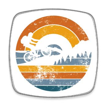Retro Ridge Bicycle Sunset - Square fridge magnet - white - Front