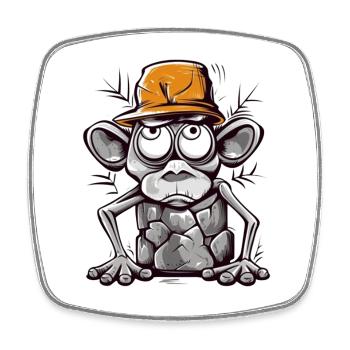singe humoristique avec illustration de casquette - Magnet carré - blanc - Devant