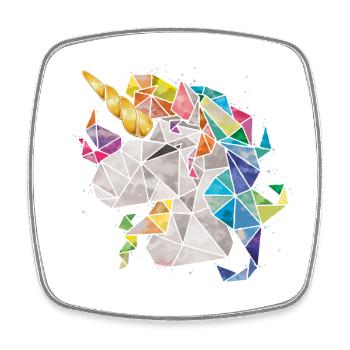 Licorne Arc-en-ciel Chibi Enfant - Magnet carré - blanc - Devant