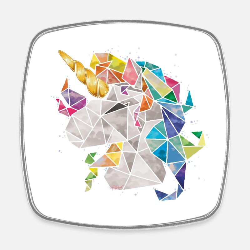 Unicorn Rainbow Chibi Child - Square fridge magnet - white