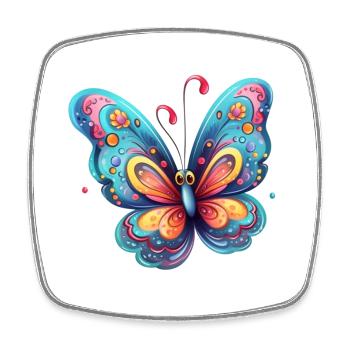 Colorful butterfly with gradient pattern - Square fridge magnet - white - Front
