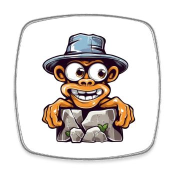 Cartoon Gorilla with Breaking Rocks Hat - Viereckiger Kühlschrankmagnet - Weiß - Vorne