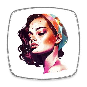 Vivid Artistic Woman Portrait - Square fridge magnet - white - Front