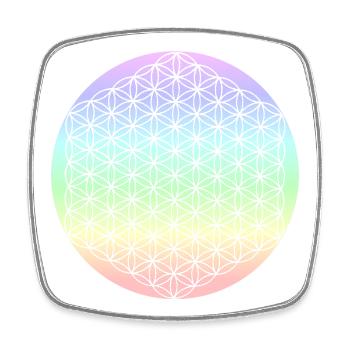 Fleur de Vie Pastel - 5ème Dimension - Mandala - Magnet carré - blanc - Devant