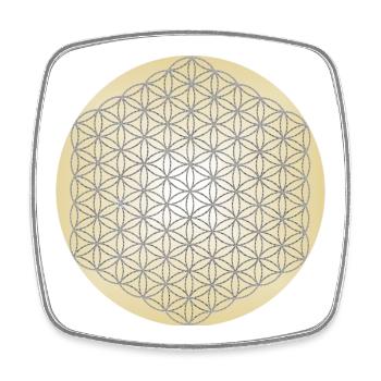 Blume des Lebens Silber - 5. Dimension - Mandala - Viereckiger Kühlschrankmagnet - Weiß - Vorne