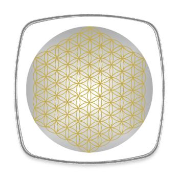 Fleur de Vie Or - 5ème Dimension - Mandala - Magnet carré - blanc - Devant