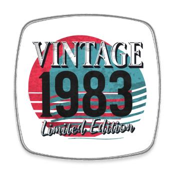 40e anniversaire Millésime 1983 Rétro Coucher de soleil - Magnet carré - blanc - Devant