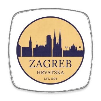 Zagreb Kroatien - Skyline Badge - Viereckiger Kühlschrankmagnet - Weiß - Vorne