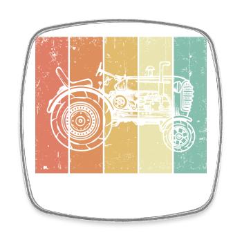 Organic Farmer Farmer Commercial Vehicle Tractor Country Air - Square fridge magnet - white - Front