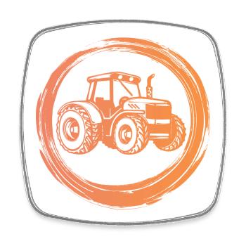 Machines agricoles Tracteur Fermier biologique Véhicule Ferme - Magnet carré - blanc - Devant