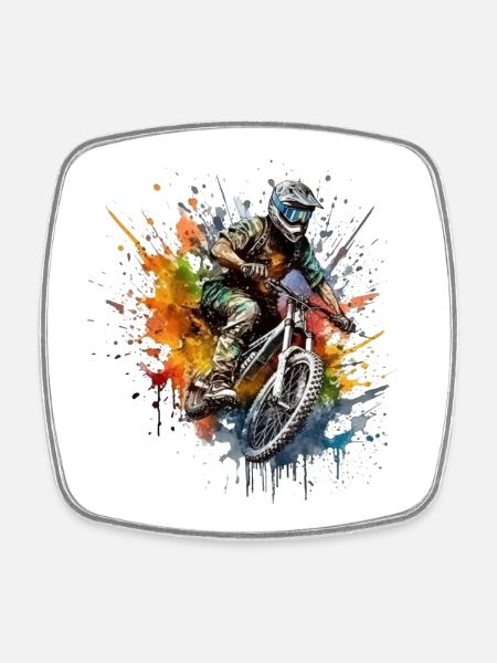 Mountain bikers - Square fridge magnet - white