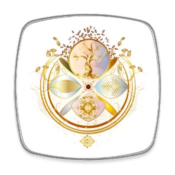 magical amulet, golden tree of life symbol - Square fridge magnet - white - Front