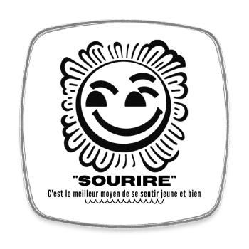 Illustration d'un Sourire Joyeux noir et blanc - Magnet carré - blanc - Devant