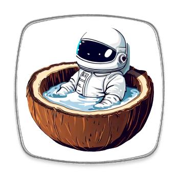 Astronaut bathes in coconut - Funny - Square fridge magnet - white - Front