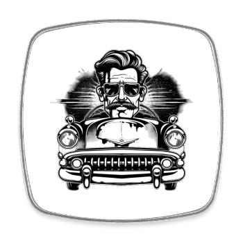 Rockabilly Oldtimer - Viereckiger Kühlschrankmagnet - Weiß - Vorne