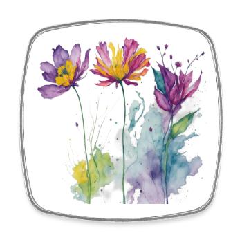 Aquarelle florale - Magnet carré - blanc - Devant