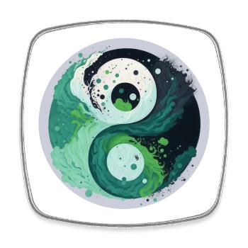 Yin Yang - Viereckiger Kühlschrankmagnet - Weiß - Vorne