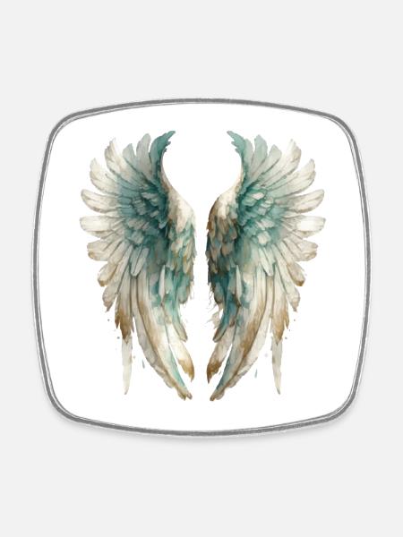 Pastel Watercolor Angel Wings - Square fridge magnet - white
