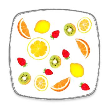 Assortiment de fruits frais - Magnet carré - blanc - Devant