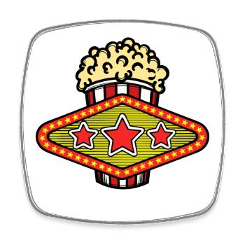 Cineast Serien Popcorn Movies Filme Kino Nach - Viereckiger Kühlschrankmagnet - Weiß - Vorne