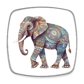Colorful Mandala Elephant - Square fridge magnet - white - Front