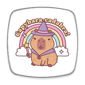 Cute Capybara Magic Capybaracadabra Funny - Square fridge magnet - white - Front